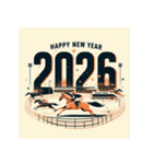 競馬風 2026年 あけおめ 馬 年賀状（個別スタンプ：23）