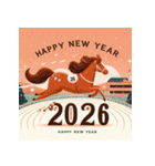 競馬風 2026年 あけおめ 馬 年賀状（個別スタンプ：30）