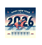 競馬風 2026年 あけおめ 馬 年賀状（個別スタンプ：33）
