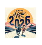 競馬風 2026年 あけおめ 馬 年賀状（個別スタンプ：34）