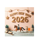 競馬風 2026年 あけおめ 馬 年賀状（個別スタンプ：36）