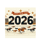 競馬風 2026年 あけおめ 馬 年賀状（個別スタンプ：38）
