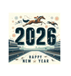 競馬風 2026年 あけおめ 馬 年賀状（個別スタンプ：40）