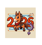 アドベンチャー 2026年 あけおめ 馬 年賀状（個別スタンプ：1）