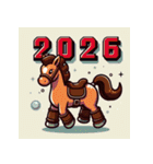 アドベンチャー 2026年 あけおめ 馬 年賀状（個別スタンプ：8）