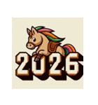 アドベンチャー 2026年 あけおめ 馬 年賀状（個別スタンプ：34）