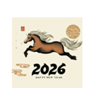 浮世絵風 2026年 あけおめ 午年 馬 年賀状（個別スタンプ：2）