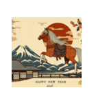 浮世絵風 2026年 あけおめ 午年 馬 年賀状（個別スタンプ：3）