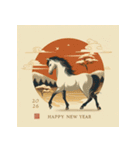 浮世絵風 2026年 あけおめ 午年 馬 年賀状（個別スタンプ：6）