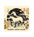 浮世絵風 2026年 あけおめ 午年 馬 年賀状（個別スタンプ：17）