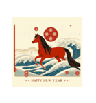 浮世絵風 2026年 あけおめ 午年 馬 年賀状（個別スタンプ：19）