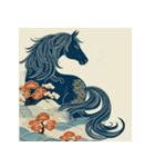 浮世絵風 2026年 あけおめ 午年 馬 年賀状（個別スタンプ：33）