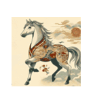 浮世絵風 2026年 あけおめ 午年 馬 年賀状（個別スタンプ：34）