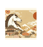 浮世絵風 2026年 あけおめ 午年 馬 年賀状（個別スタンプ：39）