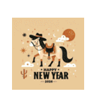 ウェスタン調 2026年 あけおめ 馬 年賀状（個別スタンプ：1）