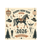 ウェスタン調 2026年 あけおめ 馬 年賀状（個別スタンプ：2）
