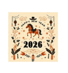 ウェスタン調 2026年 あけおめ 馬 年賀状（個別スタンプ：4）