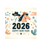 ウェスタン調 2026年 あけおめ 馬 年賀状（個別スタンプ：5）