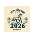 ウェスタン調 2026年 あけおめ 馬 年賀状（個別スタンプ：6）