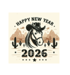 ウェスタン調 2026年 あけおめ 馬 年賀状（個別スタンプ：7）