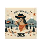 ウェスタン調 2026年 あけおめ 馬 年賀状（個別スタンプ：8）