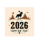 ウェスタン調 2026年 あけおめ 馬 年賀状（個別スタンプ：9）