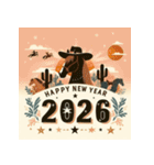 ウェスタン調 2026年 あけおめ 馬 年賀状（個別スタンプ：10）