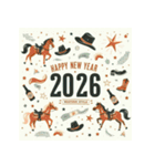 ウェスタン調 2026年 あけおめ 馬 年賀状（個別スタンプ：11）