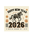 ウェスタン調 2026年 あけおめ 馬 年賀状（個別スタンプ：12）