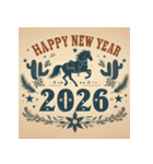 ウェスタン調 2026年 あけおめ 馬 年賀状（個別スタンプ：14）