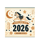 ウェスタン調 2026年 あけおめ 馬 年賀状（個別スタンプ：15）
