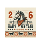 ウェスタン調 2026年 あけおめ 馬 年賀状（個別スタンプ：16）