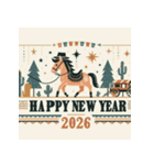 ウェスタン調 2026年 あけおめ 馬 年賀状（個別スタンプ：17）