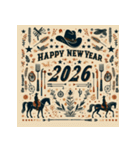 ウェスタン調 2026年 あけおめ 馬 年賀状（個別スタンプ：18）