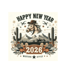 ウェスタン調 2026年 あけおめ 馬 年賀状（個別スタンプ：20）