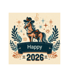 ウェスタン調 2026年 あけおめ 馬 年賀状（個別スタンプ：24）