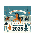ウェスタン調 2026年 あけおめ 馬 年賀状（個別スタンプ：25）