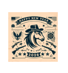 ウェスタン調 2026年 あけおめ 馬 年賀状（個別スタンプ：26）