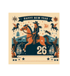 ウェスタン調 2026年 あけおめ 馬 年賀状（個別スタンプ：27）