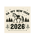 ウェスタン調 2026年 あけおめ 馬 年賀状（個別スタンプ：28）