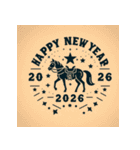 ウェスタン調 2026年 あけおめ 馬 年賀状（個別スタンプ：29）