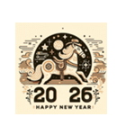 ウェスタン調 2026年 あけおめ 馬 年賀状（個別スタンプ：30）