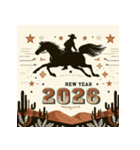 ウェスタン調 2026年 あけおめ 馬 年賀状（個別スタンプ：31）