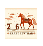 ウェスタン調 2026年 あけおめ 馬 年賀状（個別スタンプ：32）
