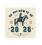 ウェスタン調 2026年 あけおめ 馬 年賀状（個別スタンプ：33）