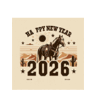 ウェスタン調 2026年 あけおめ 馬 年賀状（個別スタンプ：34）