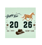 ウェスタン調 2026年 あけおめ 馬 年賀状（個別スタンプ：35）