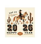 ウェスタン調 2026年 あけおめ 馬 年賀状（個別スタンプ：36）
