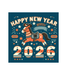 ウェスタン調 2026年 あけおめ 馬 年賀状（個別スタンプ：38）