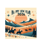 ウェスタン調 2026年 あけおめ 馬 年賀状（個別スタンプ：39）